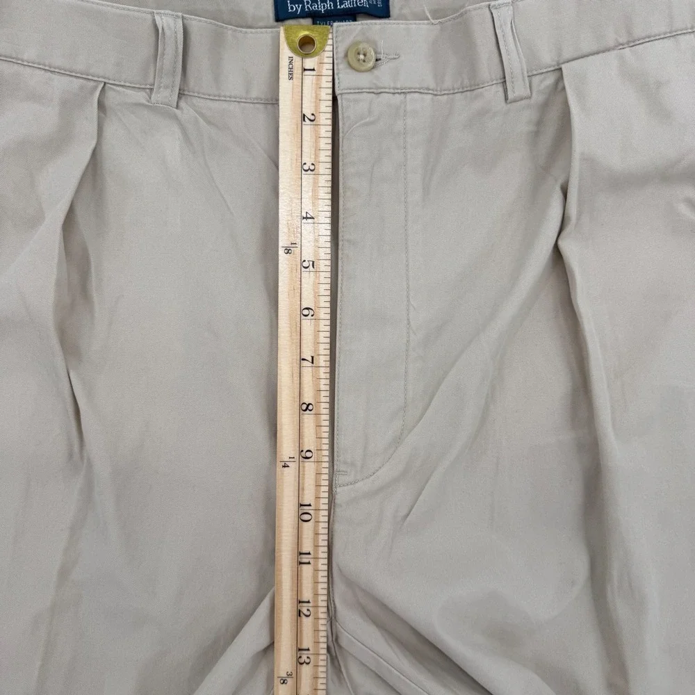 Polo Ralph Lauren Tyler Short Mens Tan Khaki Pleated 100% Cotton Twill Size 42‎